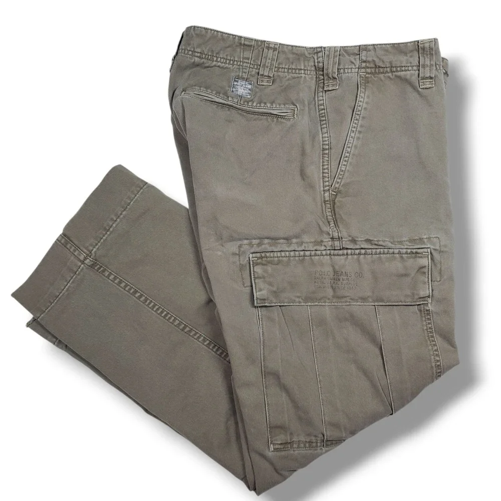 Vintage Polo Jean Co Ralph Lauren Cargo Pants Men 33x30 Military Paratrooper Y2K